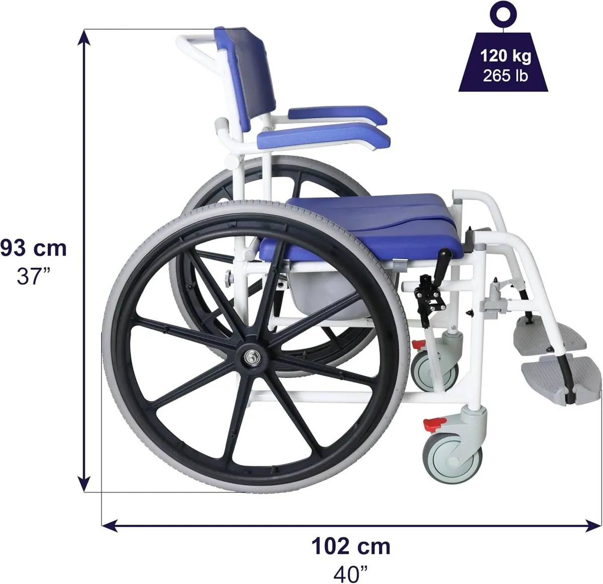 Self Propelled Shower Wheelchair Commode Toilet - Image 2