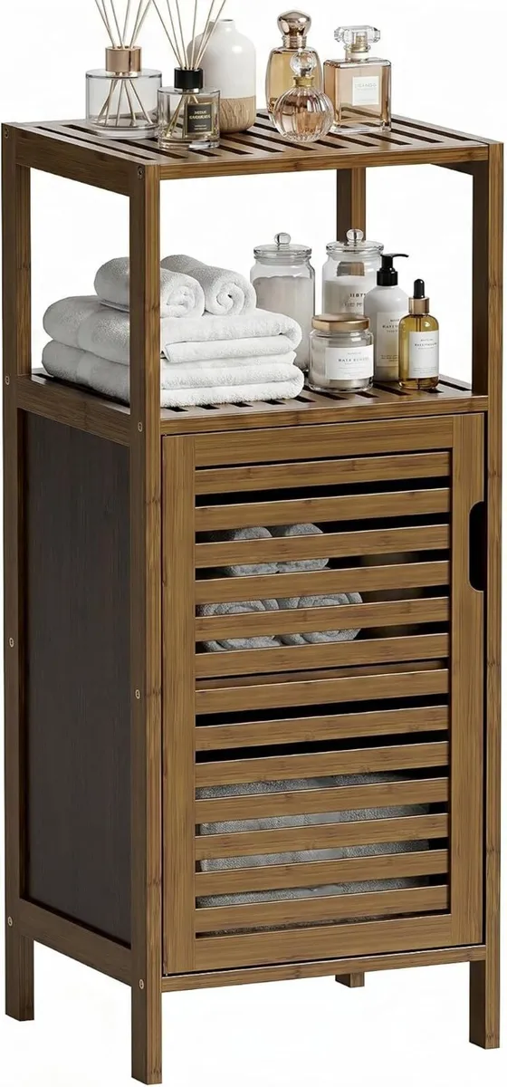 Bathroom Cabinet Bamboo Floor Free Standing 4 Tier - Image 1