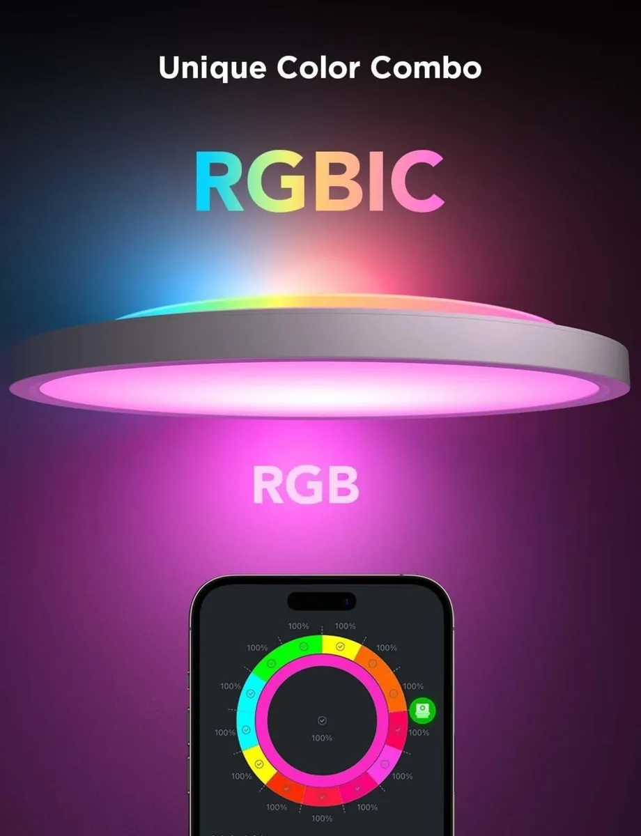 LED Ceiling Light 2400lm Smart Rgbic Lights Round - Image 2