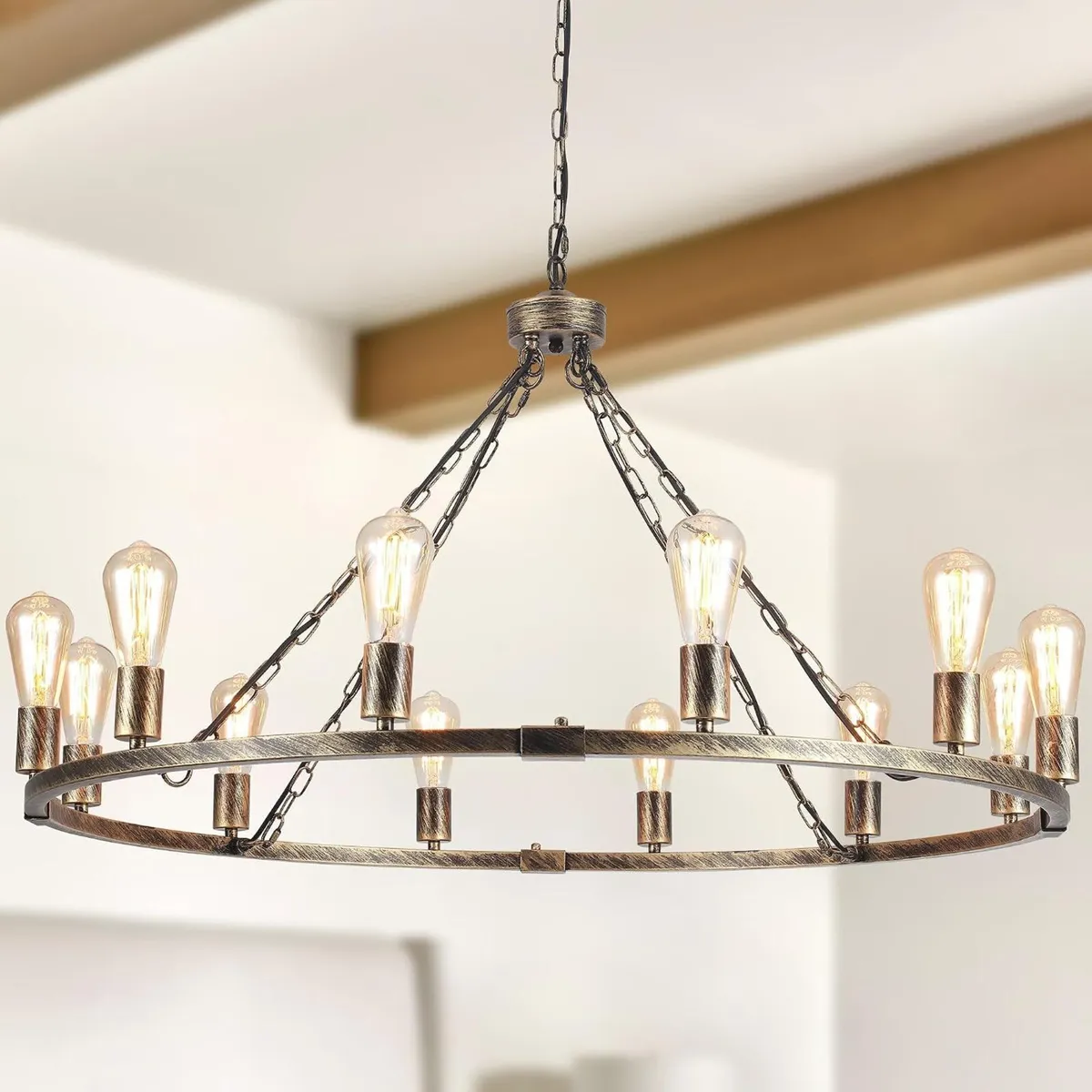 Wagon Wheel Chandelier 12 Lights Vintage - Image 1