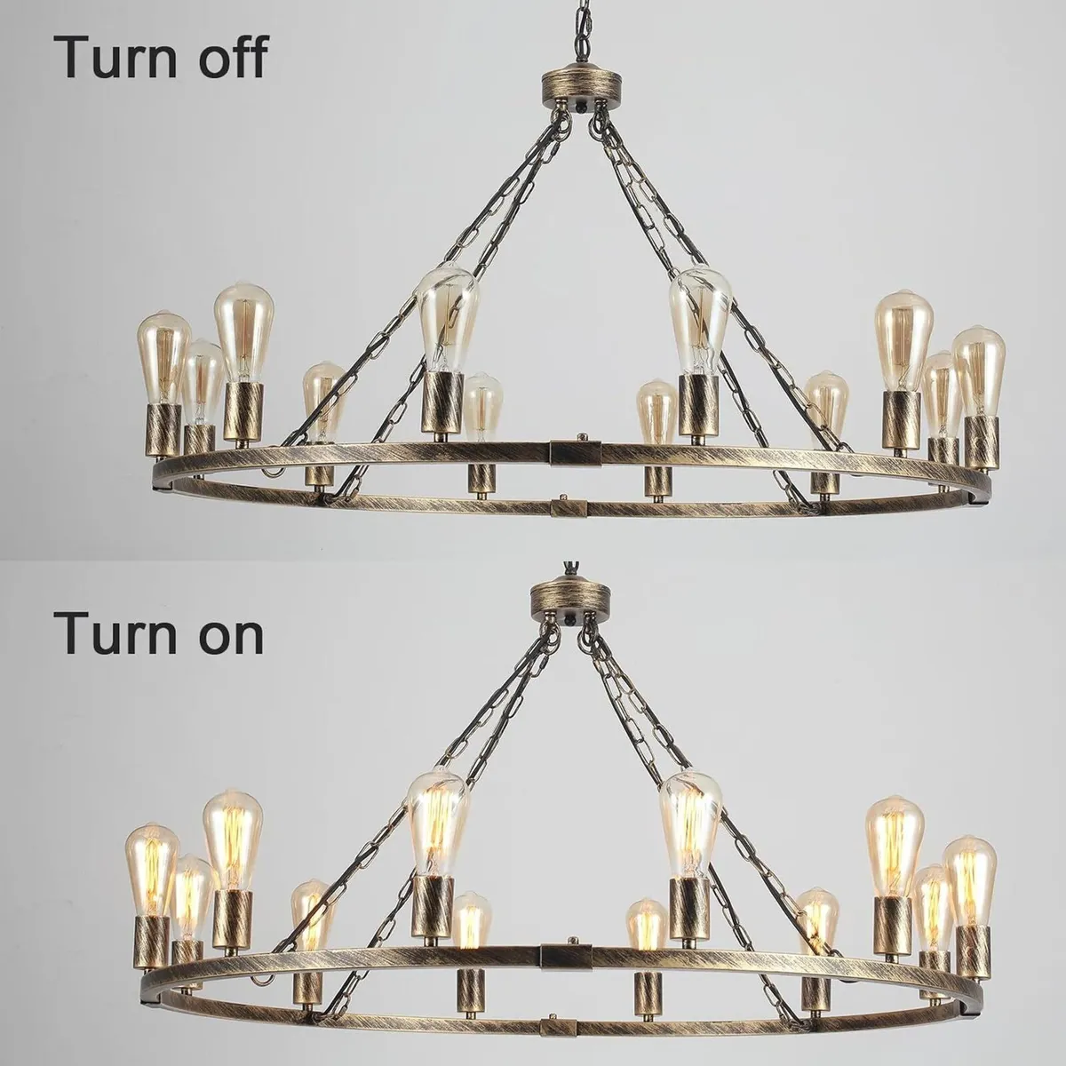 Wagon Wheel Chandelier 12 Lights Vintage - Image 4