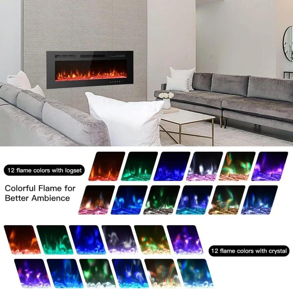 Ultra-Thin Electric Fireplace Low Noise 12 - Image 2
