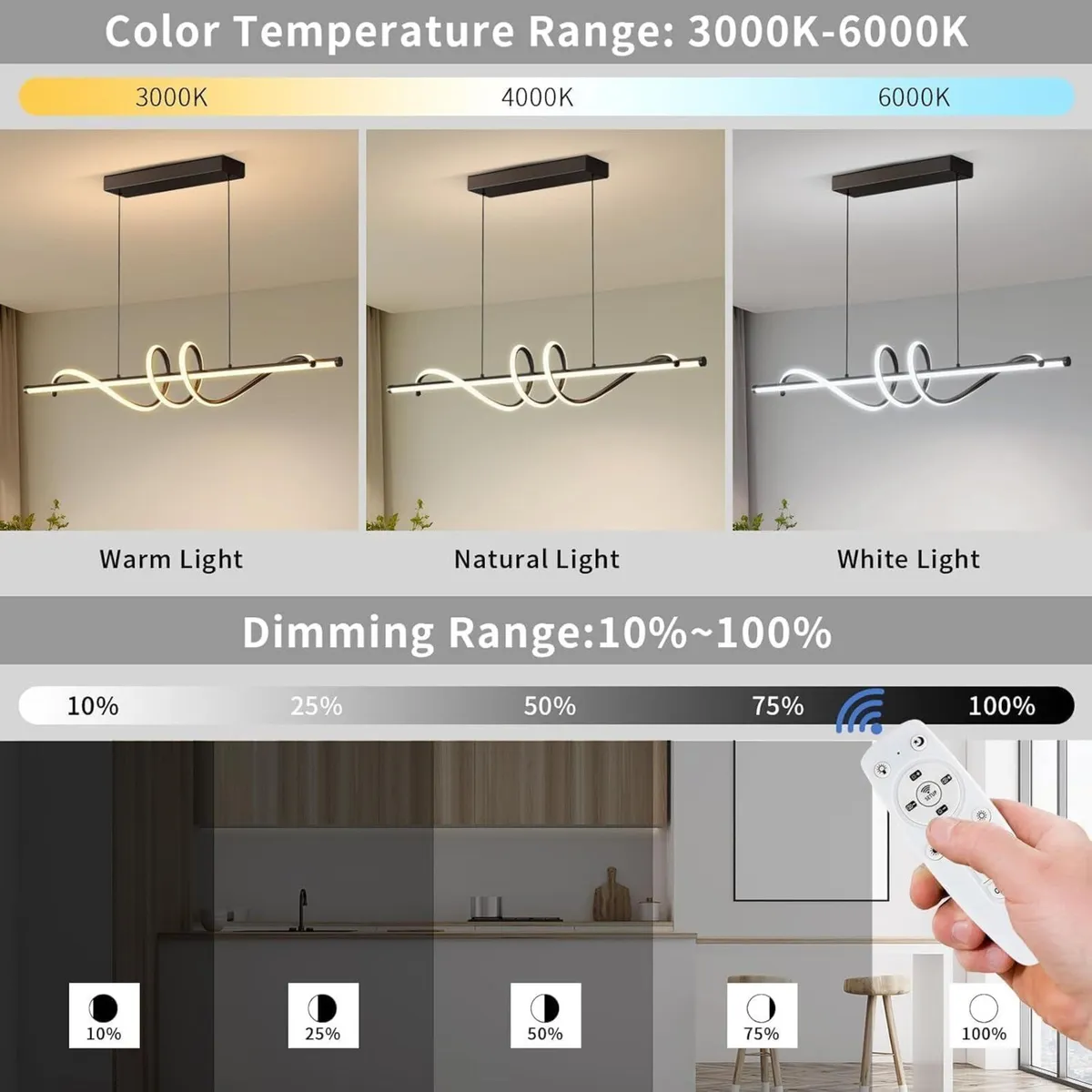 LED Pendant Lights Kitchen Island 3000K-6000K - Image 3