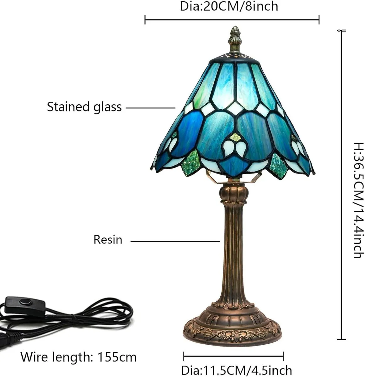 Tiffany Style Stained Glass Table Lamp Small - Image 2