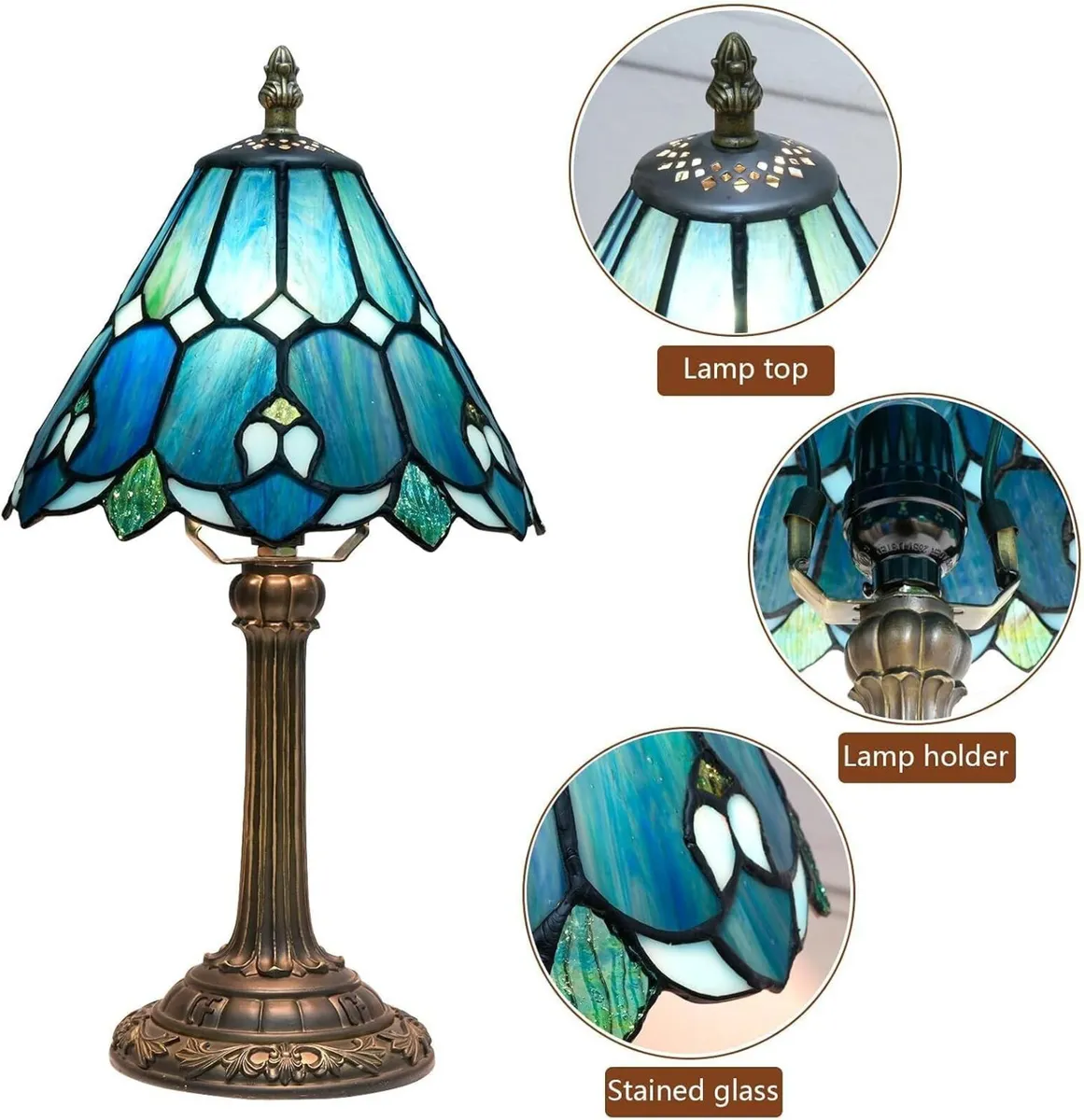 Tiffany Style Stained Glass Table Lamp Small - Image 3