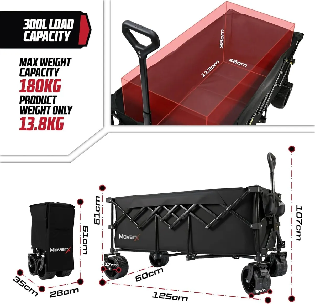 300L Festival Trolley on Wheels Folding Wagon - Image 2