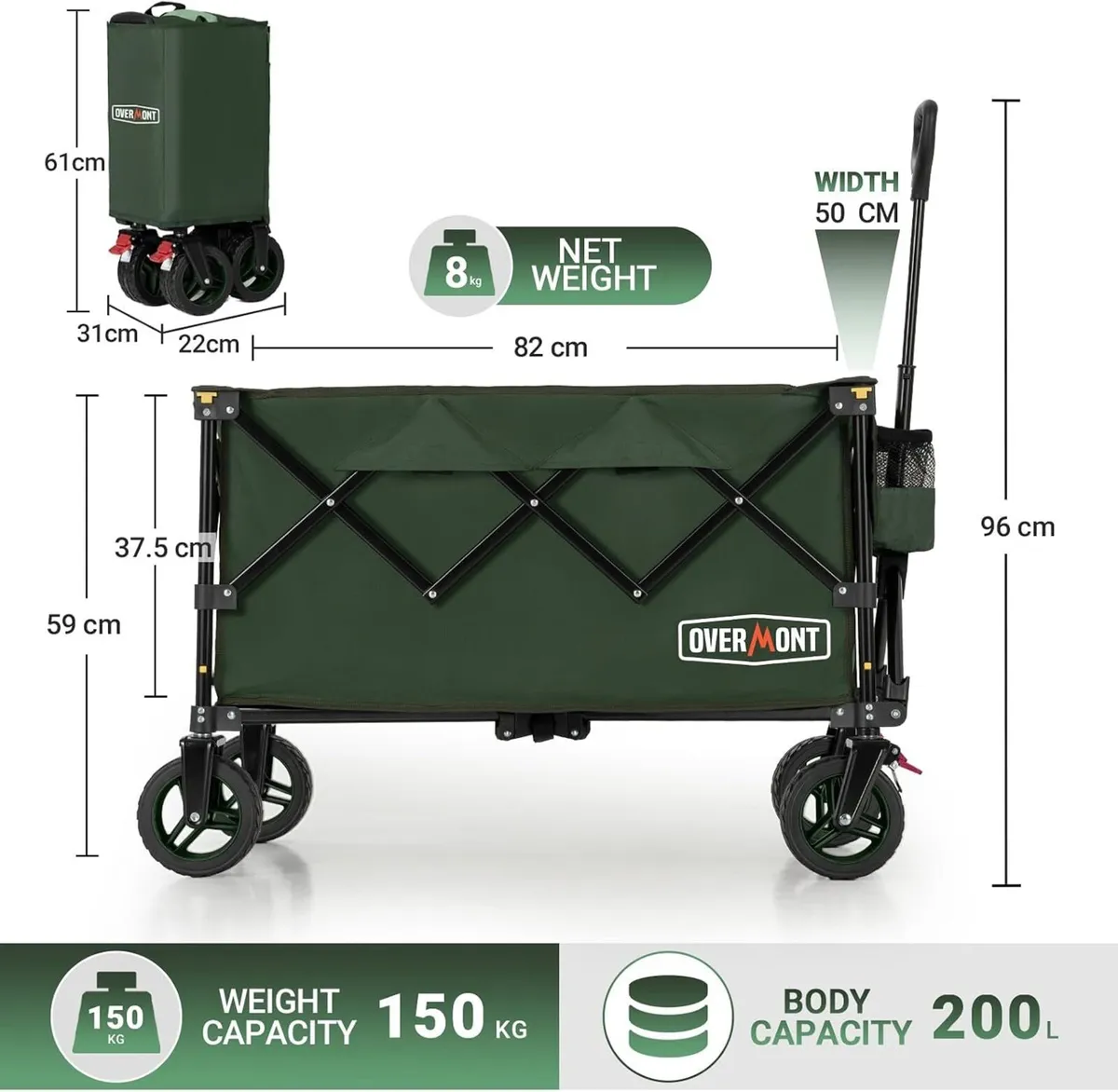200L Folding Festival Trolley on Wheels - Image 3