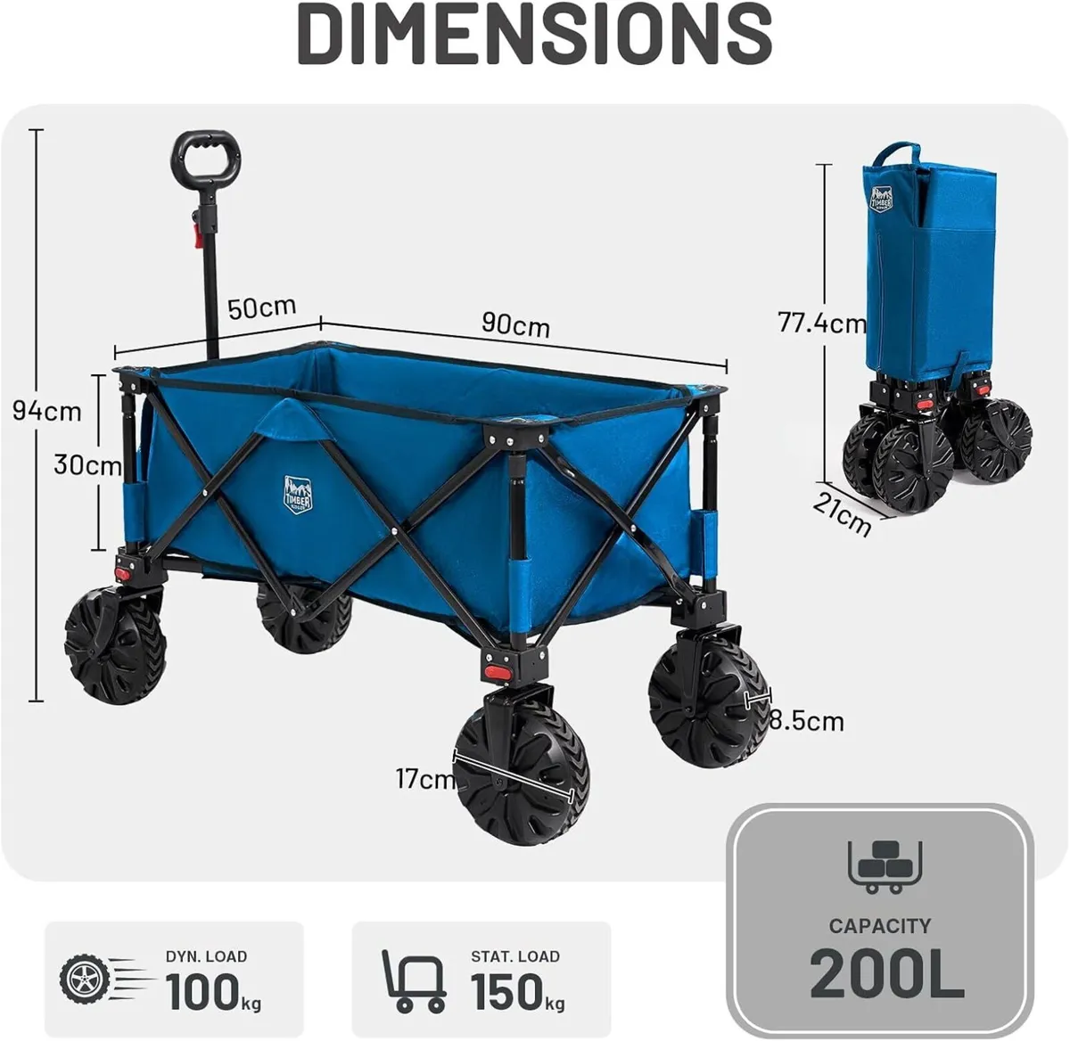 Festival Trolley on Wheels 200L Beach Cart - Image 3