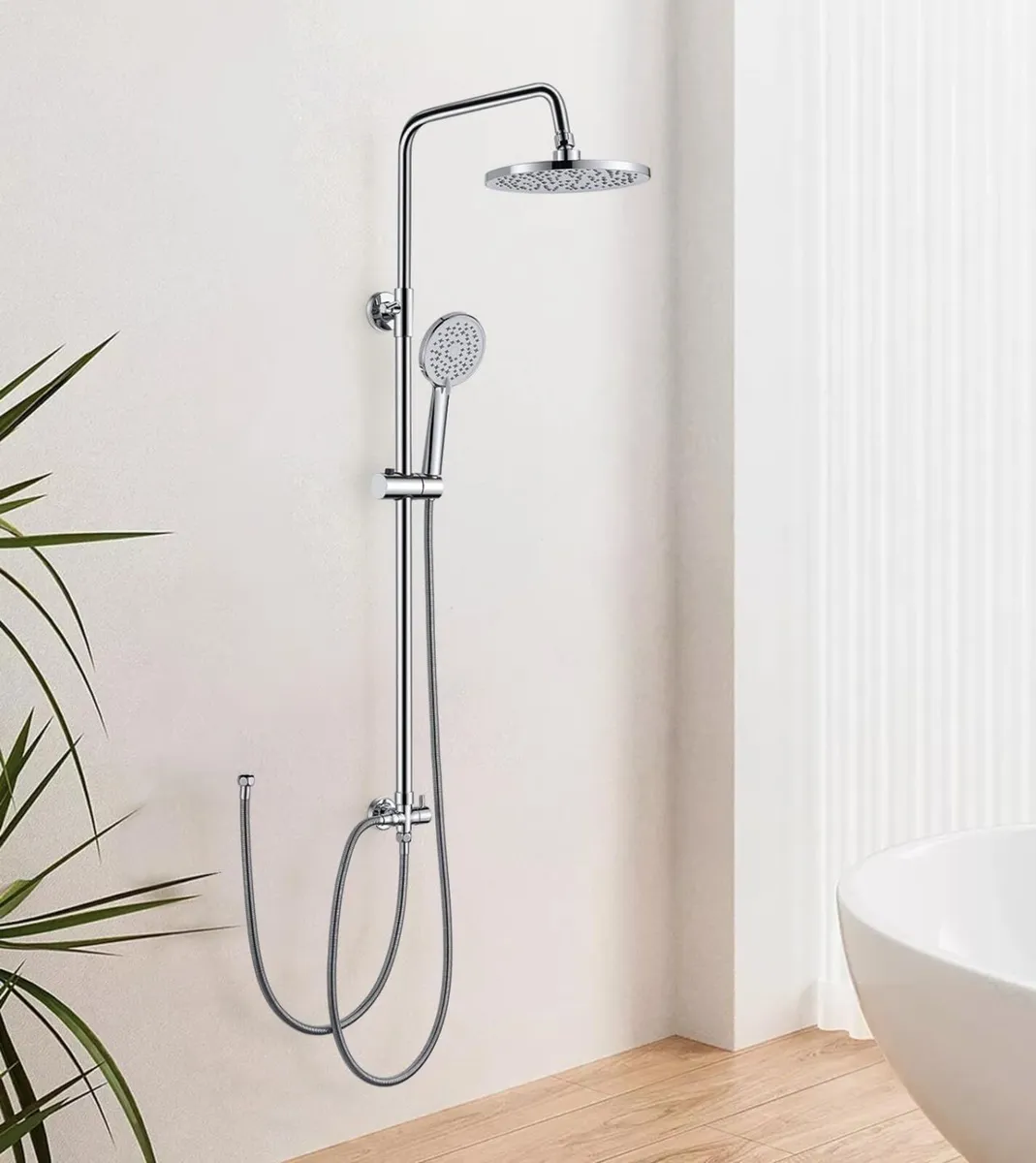 Shower Riser Rail Kit Rainfall for Bathroom Chrome - Image 1