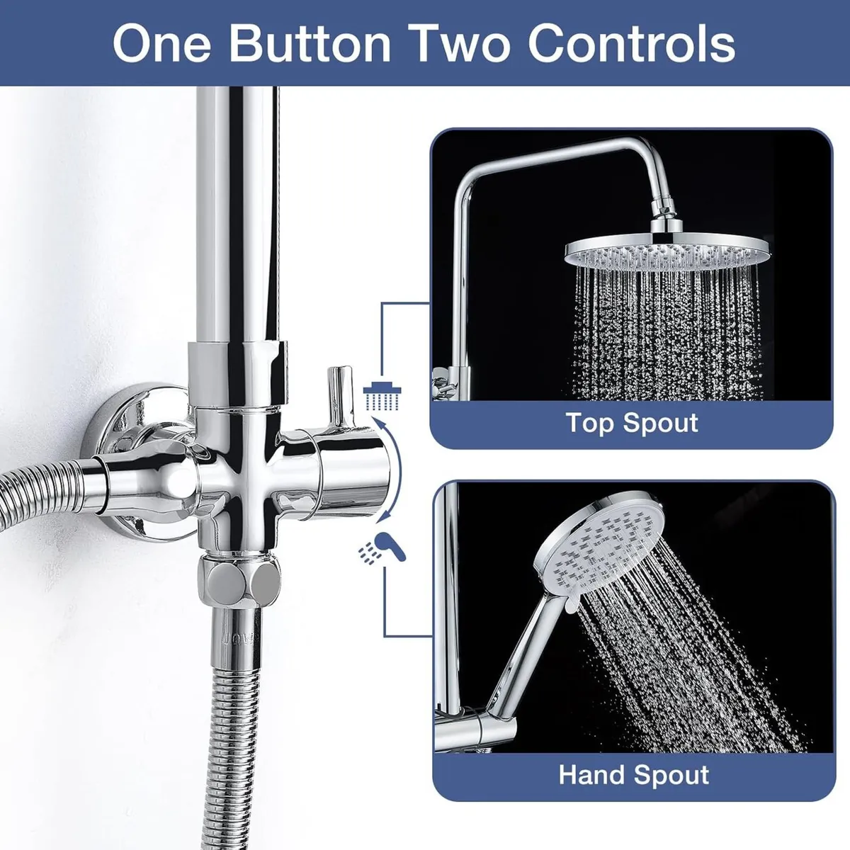 Shower Riser Rail Kit Rainfall for Bathroom Chrome - Image 4