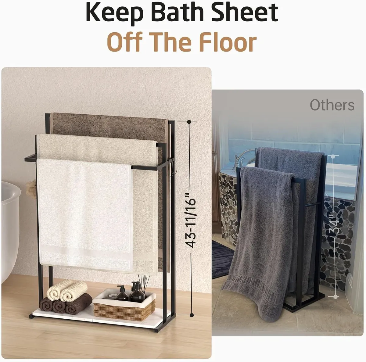 3-Tier Freestanding Towel Rail with Extra Large - Image 2