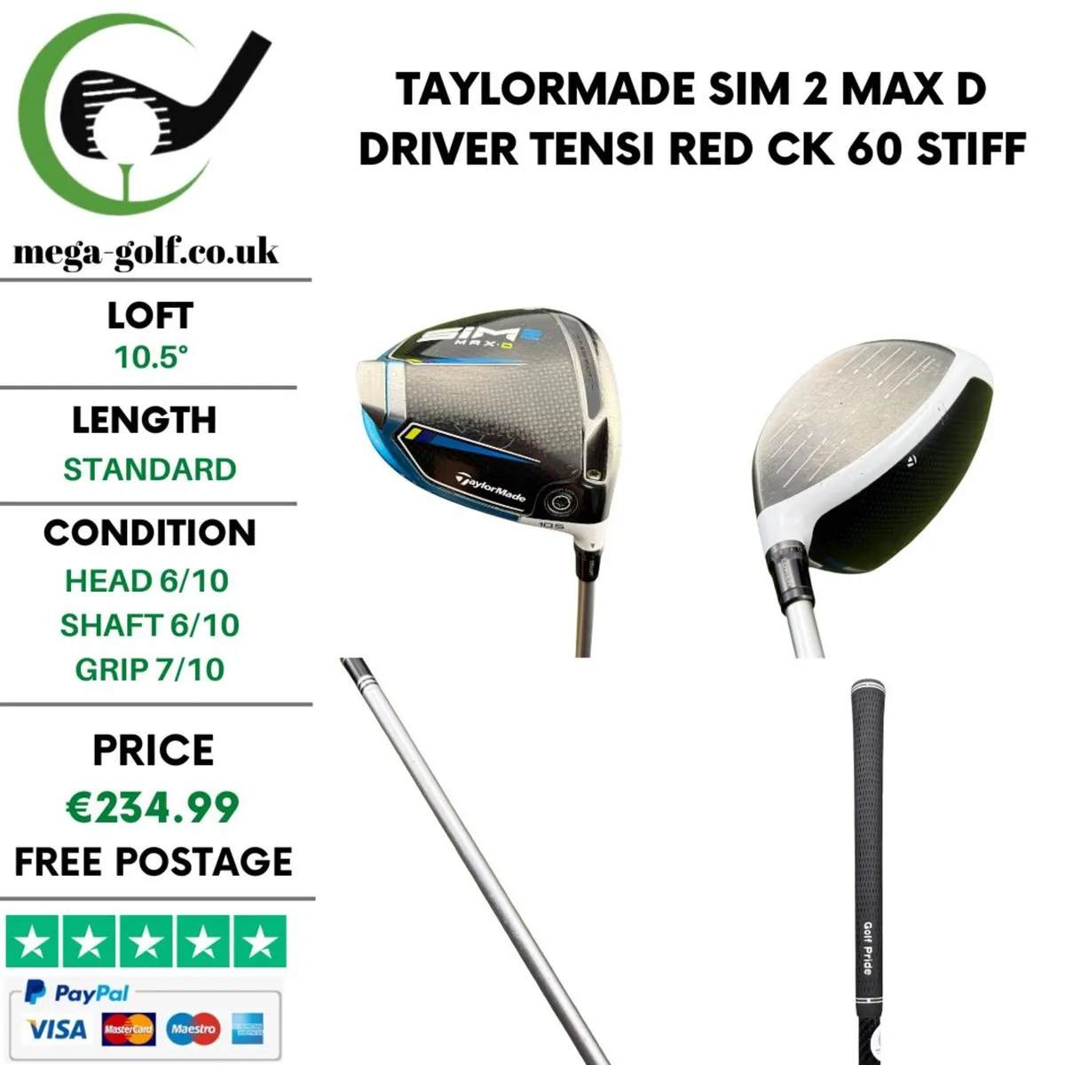 Taylormade Sim 2 Max D Driver / 10.5° / Stiff - Image 1