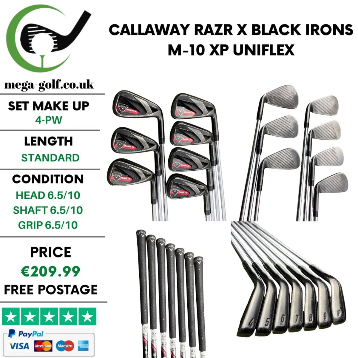 Callaway Razr X Black Irons / 4-Pw / Uniflex - Image 1