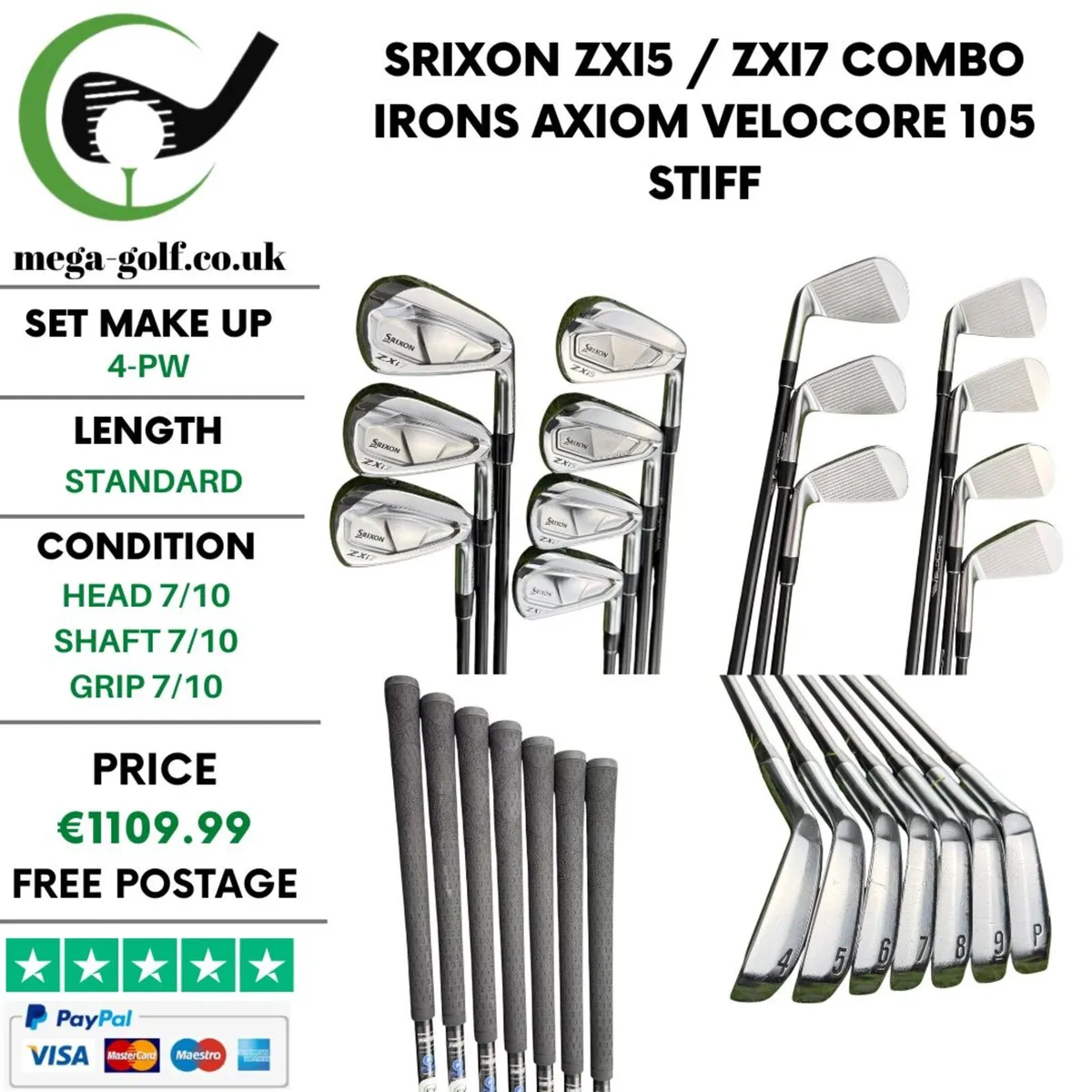 Srixon ZXi5 / ZXi7 Combo Irons / 4-Pw / Stiff - Image 1