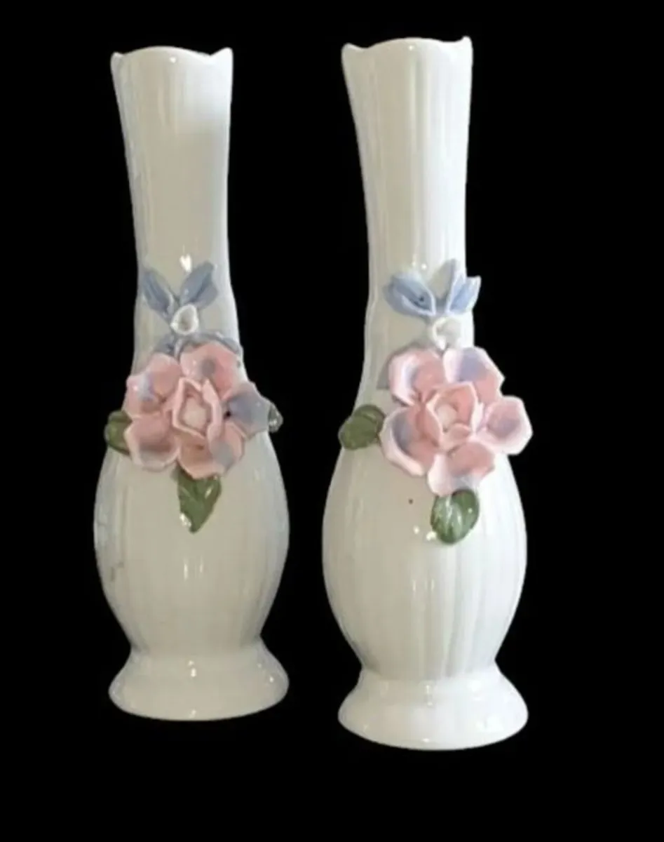 Pair of Vintage Porcelain Bud Vases-Pristine - Image 3