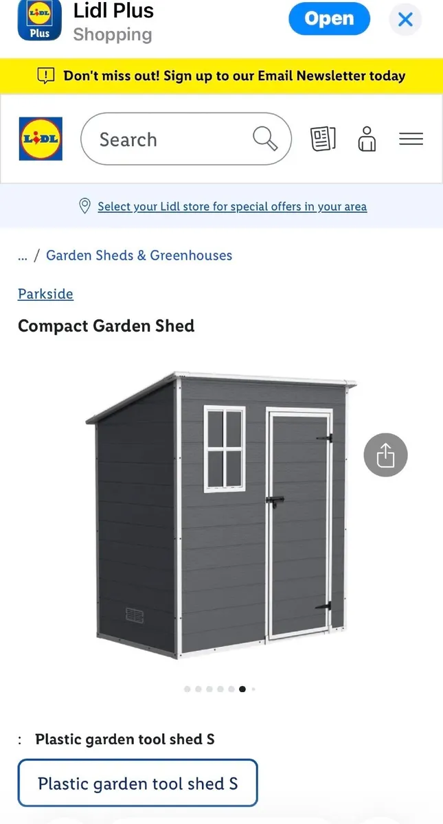 Lidl Compact Plastic Shed - Image 1