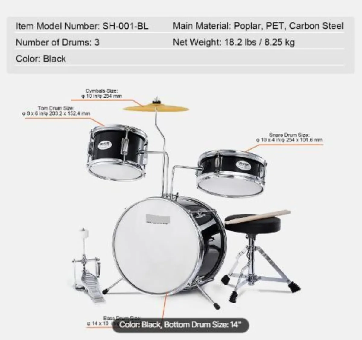 Kids Drum Set, 3-Piece - Image 3