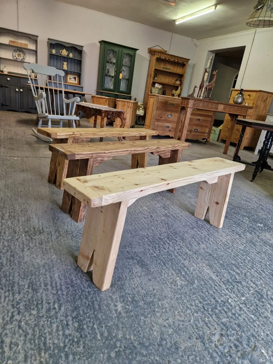 Reclaimed wood benches,  pine workshop - Image 1