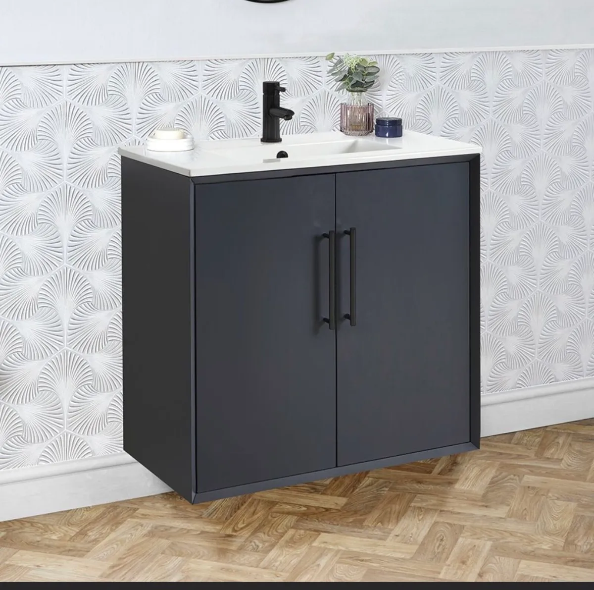 NEW Boxed 800mm Anthracite Wall Hung Vanity Unit - Image 1
