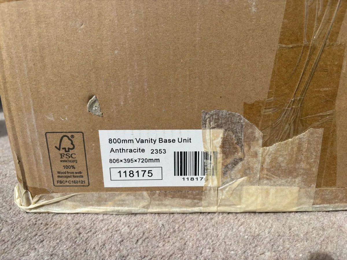 NEW Boxed 800mm Anthracite Wall Hung Vanity Unit - Image 3