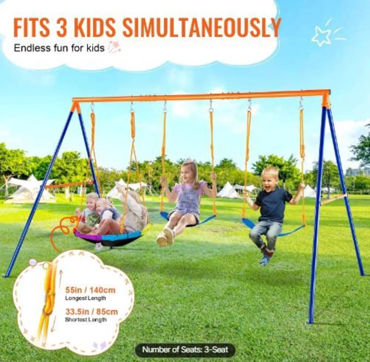 Swing Sets for Backyard, 600lbs Load - Image 4