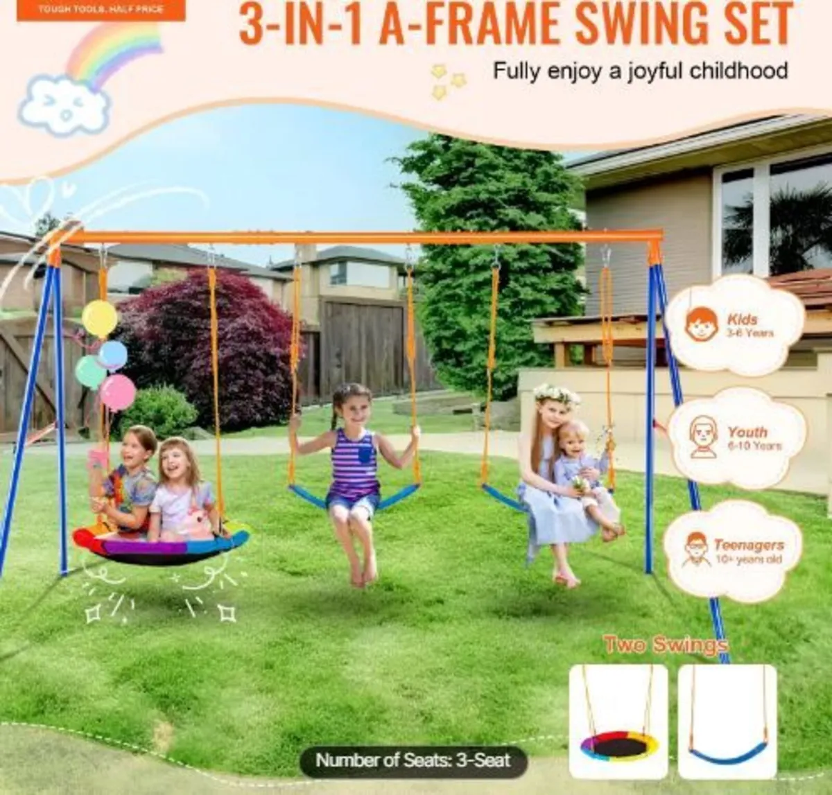 Swing Sets for Backyard, 600lbs Load - Image 2