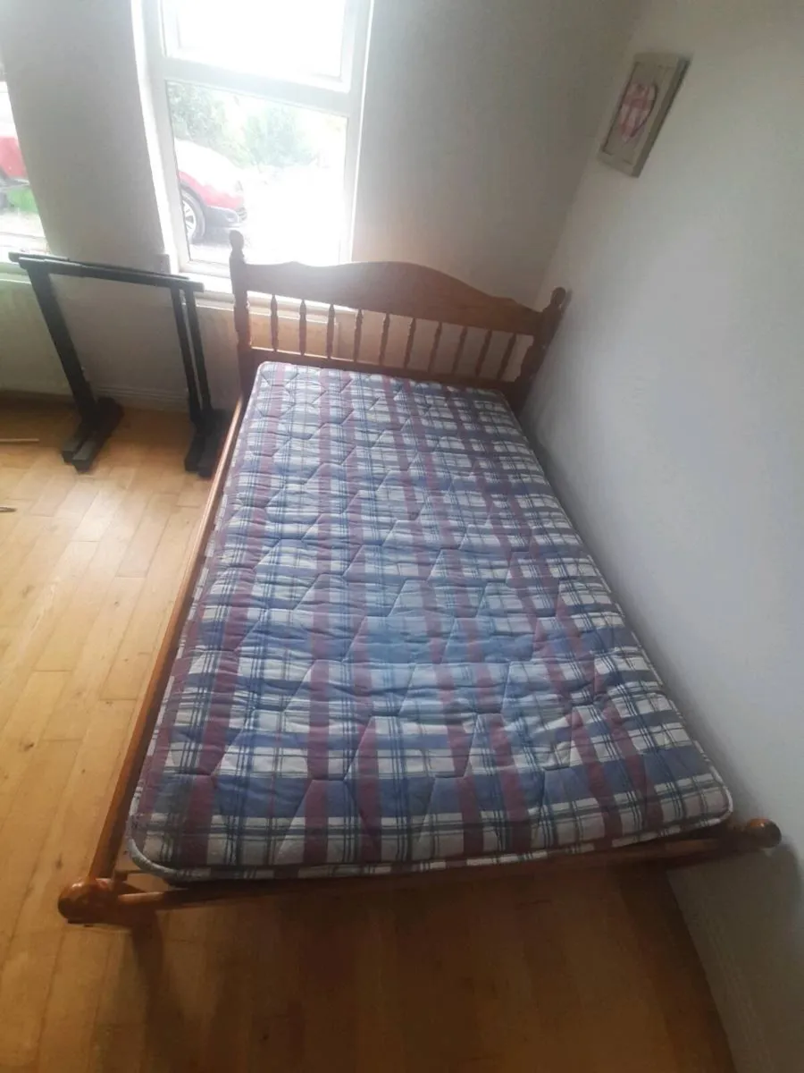 Double bed frame and small double mattress - Image 1