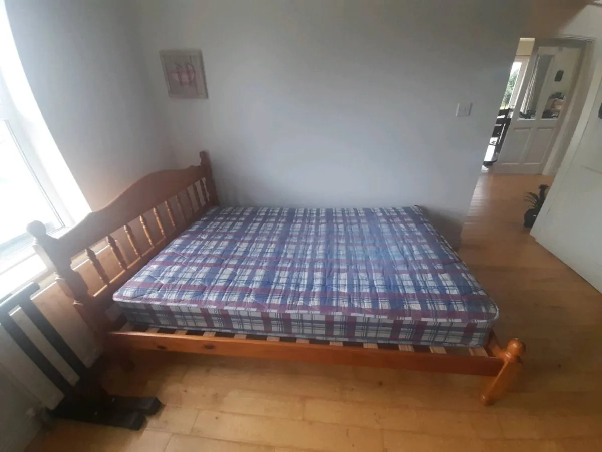 Double bed frame and small double mattress - Image 2