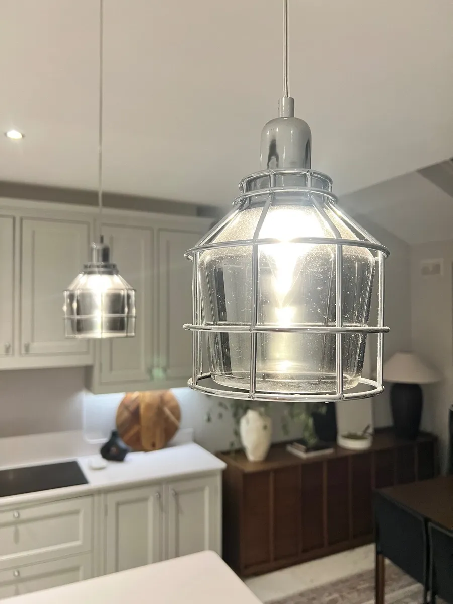 Pair of Globo Chrome Pendant Lights - Image 1