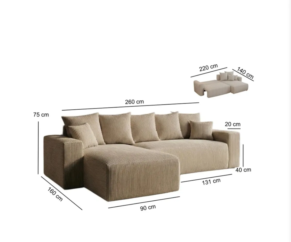 Corner Sofa Bed with footstool - Image 1
