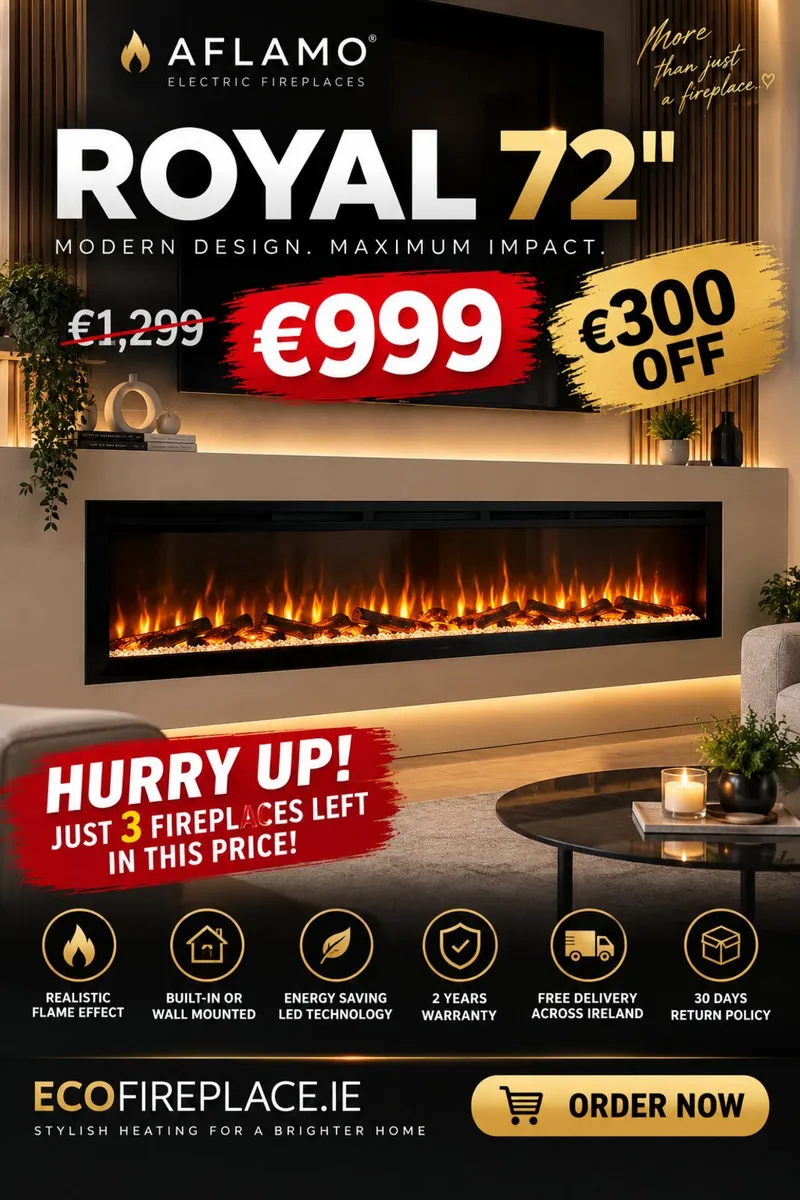 72" Electric Fireplace. 300e Off .Free delivery. - Image 1