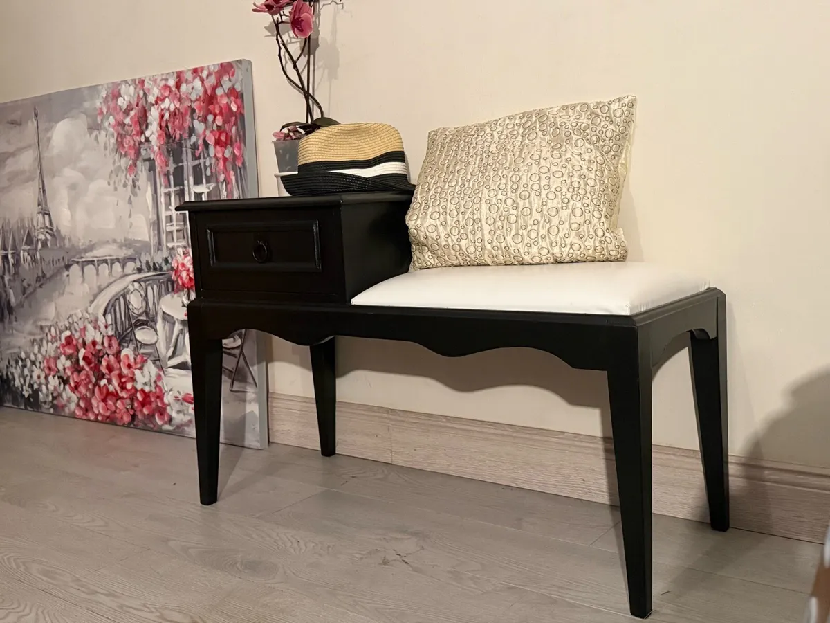 Solid Wood Hallway Bench & Mirror - Image 4