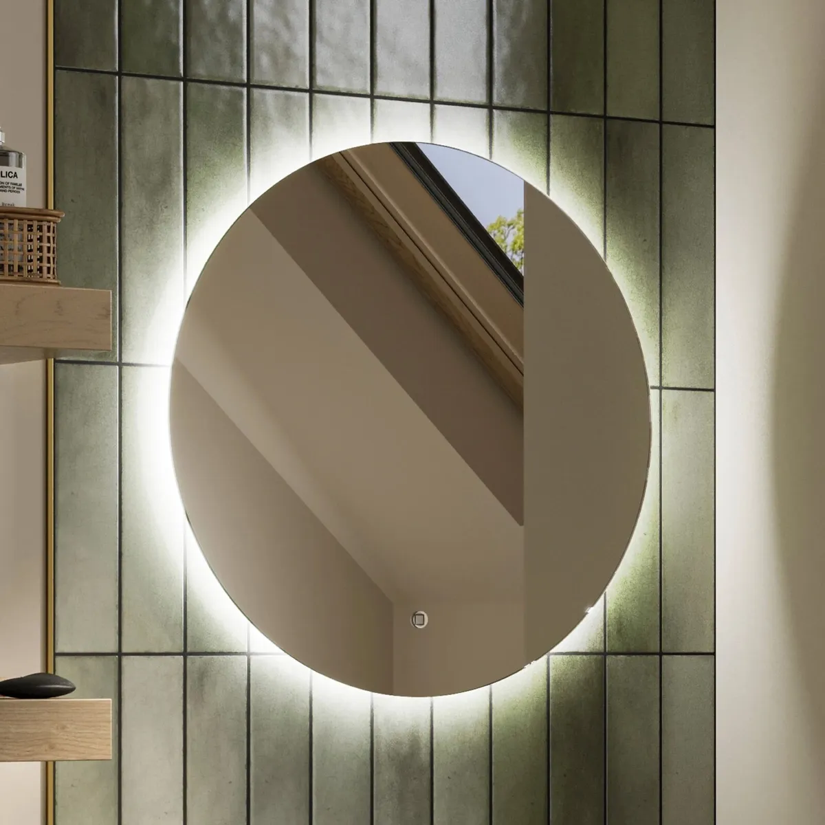 LED Bathroom Mirror with  demister - 100cm round - Image 1