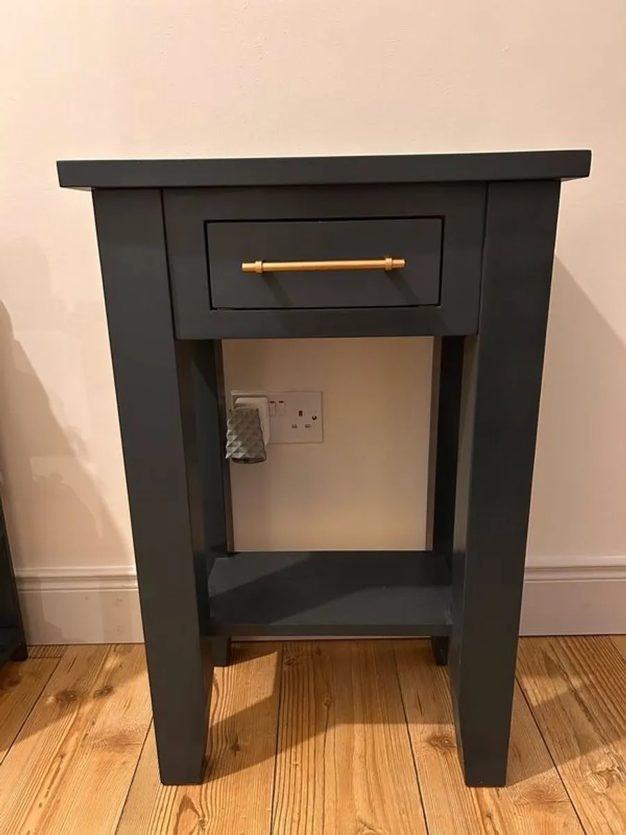 Solid Wood Grey Hall Console Table with Drawer - Image 1