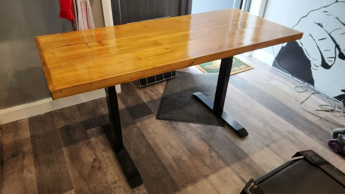 Handmade Solid Wood Desk — Electric Height Adjusta - Image 1