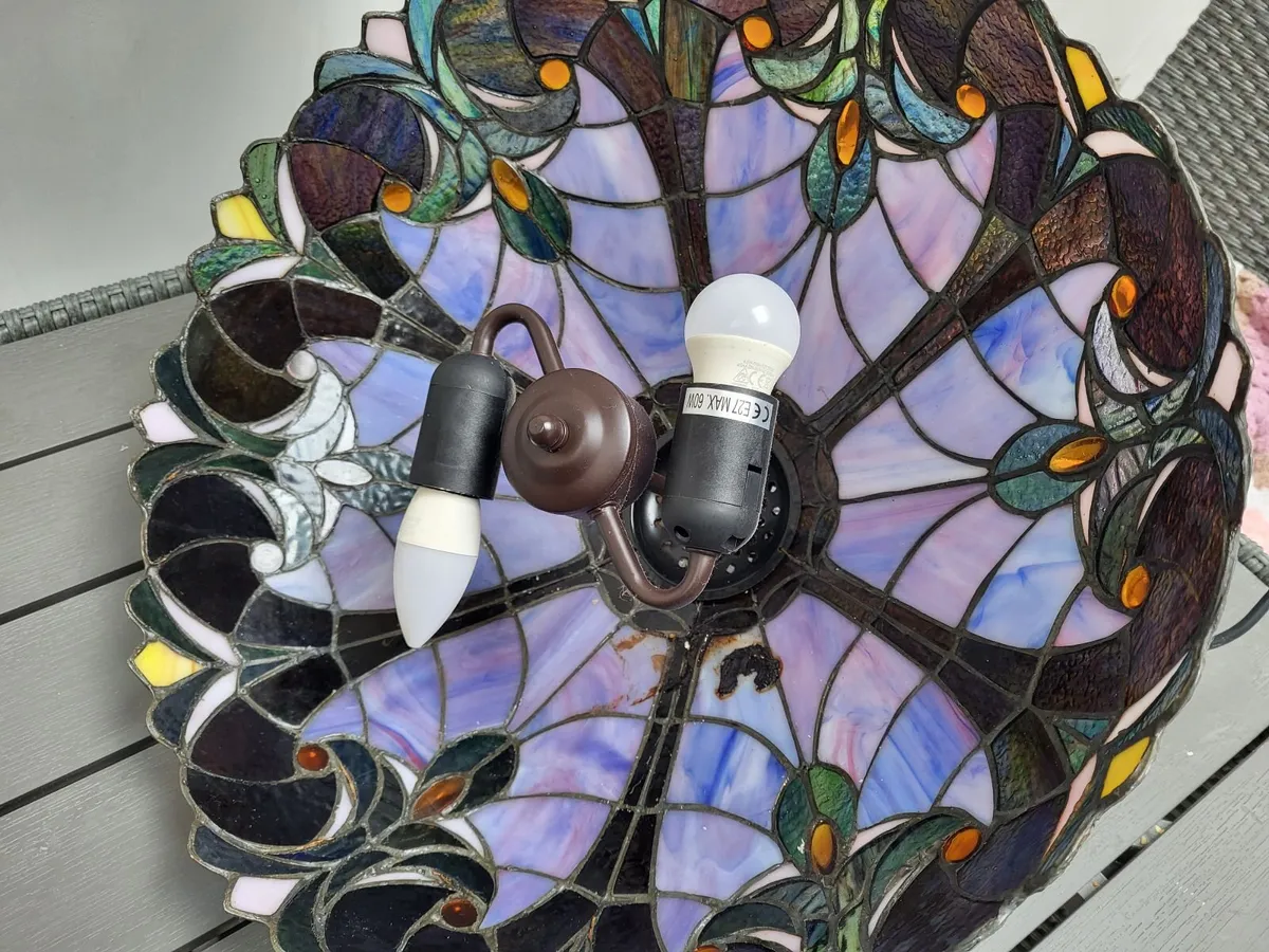 Art Nouveau Tiffany Style Pendant Light- Good Cond - Image 1