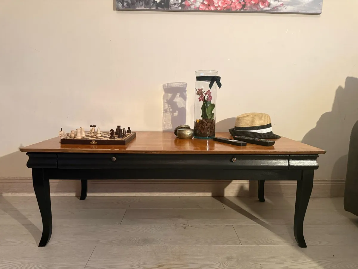Black & Timber Refurbished Coffee Table - Image 2