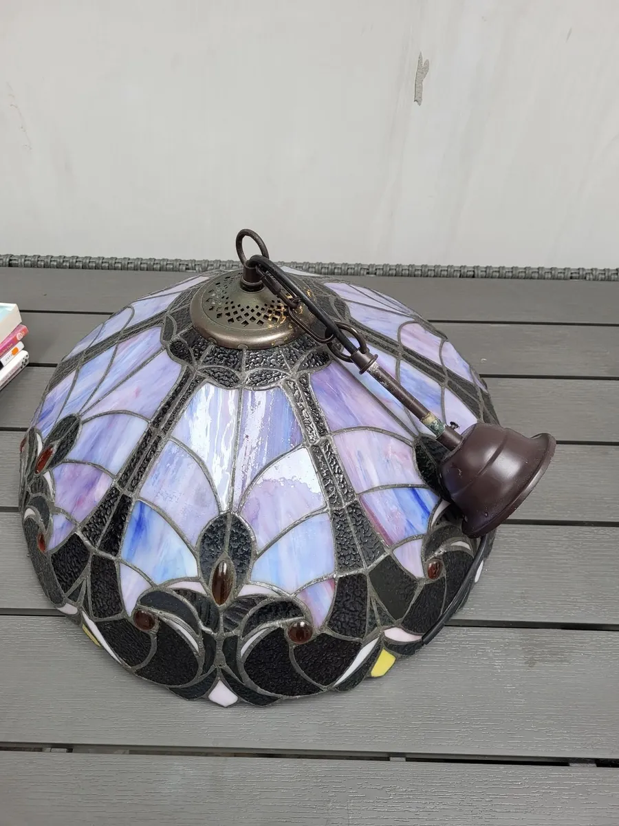 Art Nouveau Tiffany Style Pendant Light- Good Cond - Image 2