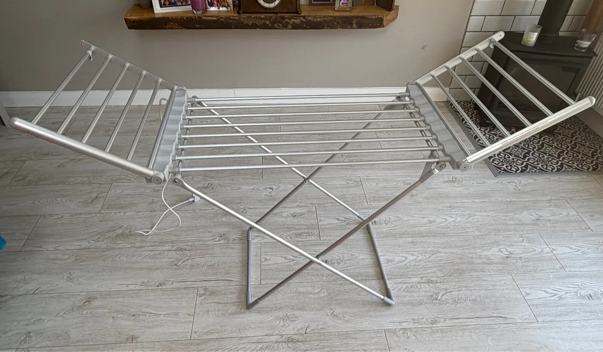 Electric Heated Clothes Airer with Cover - Image 1