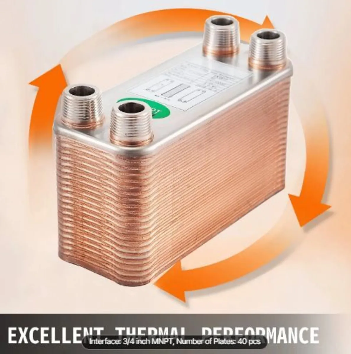 Heat Exchanger 3/4” MNPT Ports Brazed Plate - Image 3