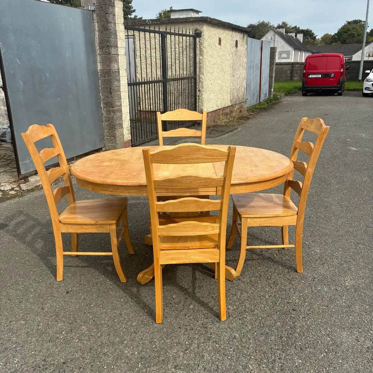 Extending Solid Pine Table and Chairs - Image 2