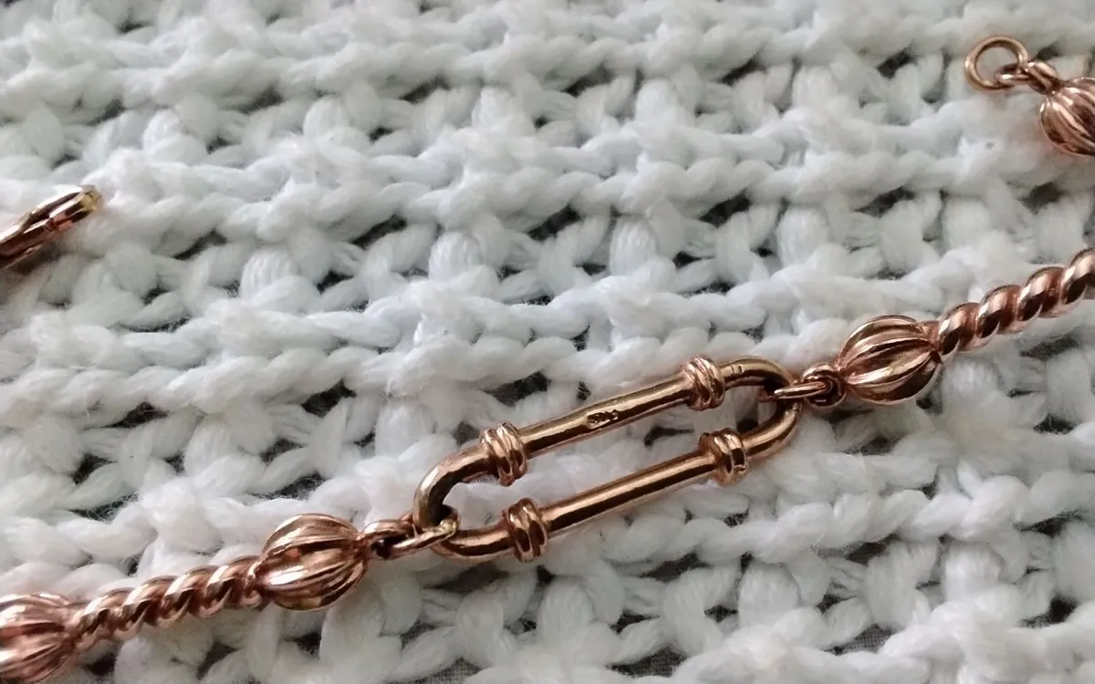 9ct ROSE GOLD FANCY LINK BRACELET 7.5" as NEW - Image 3