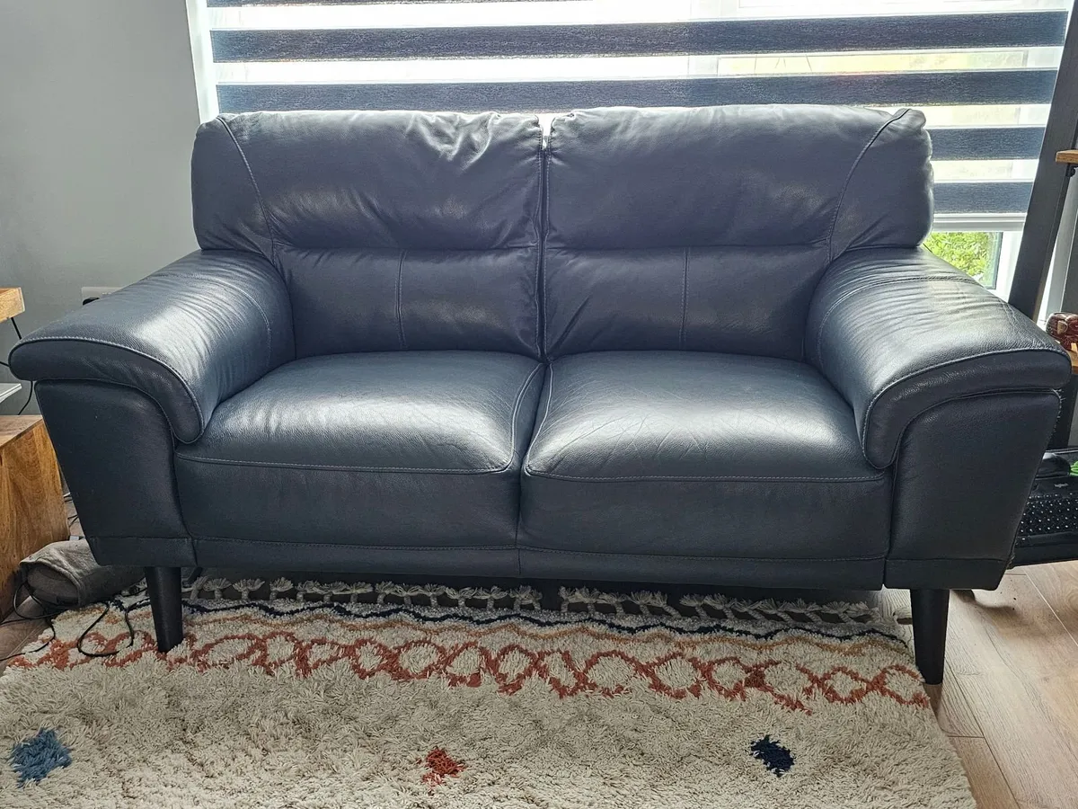 Leather Sofas - 3  + 2 seater, chair, footstool - Image 4