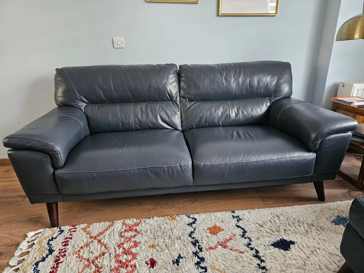 Leather Sofas - 3  + 2 seater, chair, footstool - Image 1