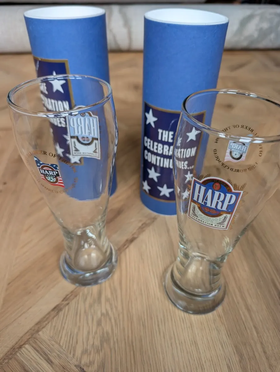 Harp Lager 1994 World Cup Pint Glasses - Image 1