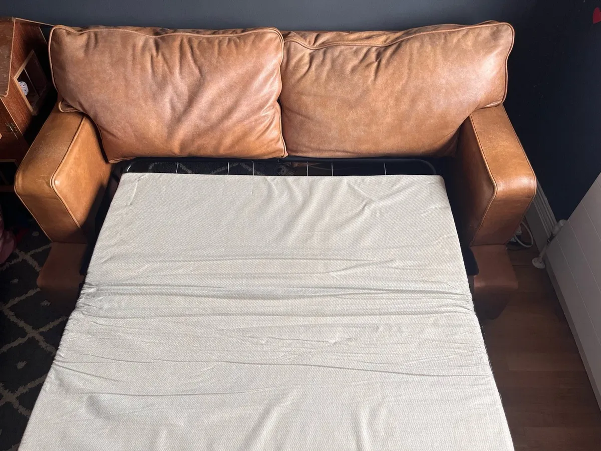 Laura Ashley Leather Sofa Bed - Image 4