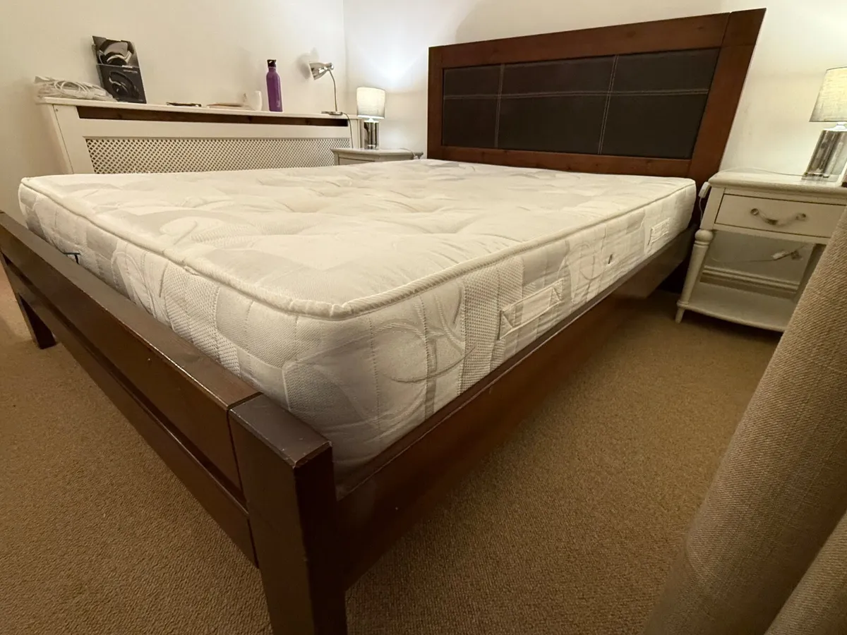 Wooden King Size Bed and Mattress - Image 2