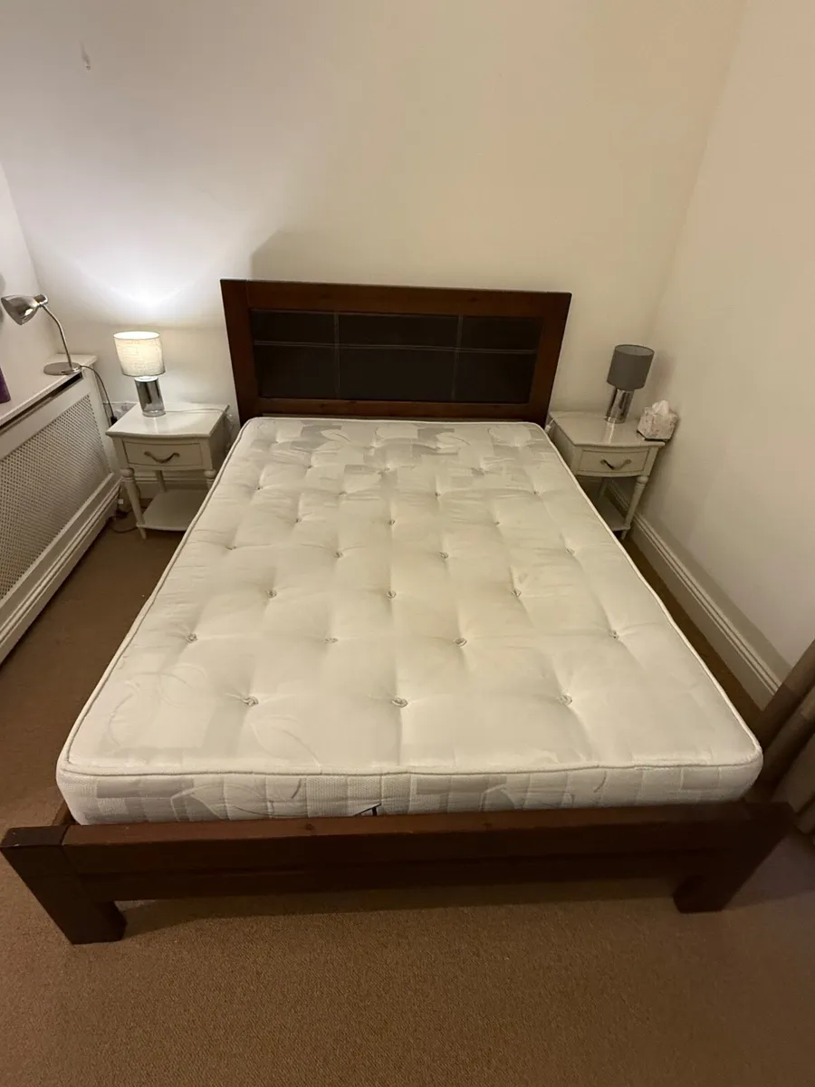Wooden King Size Bed and Mattress - Image 1