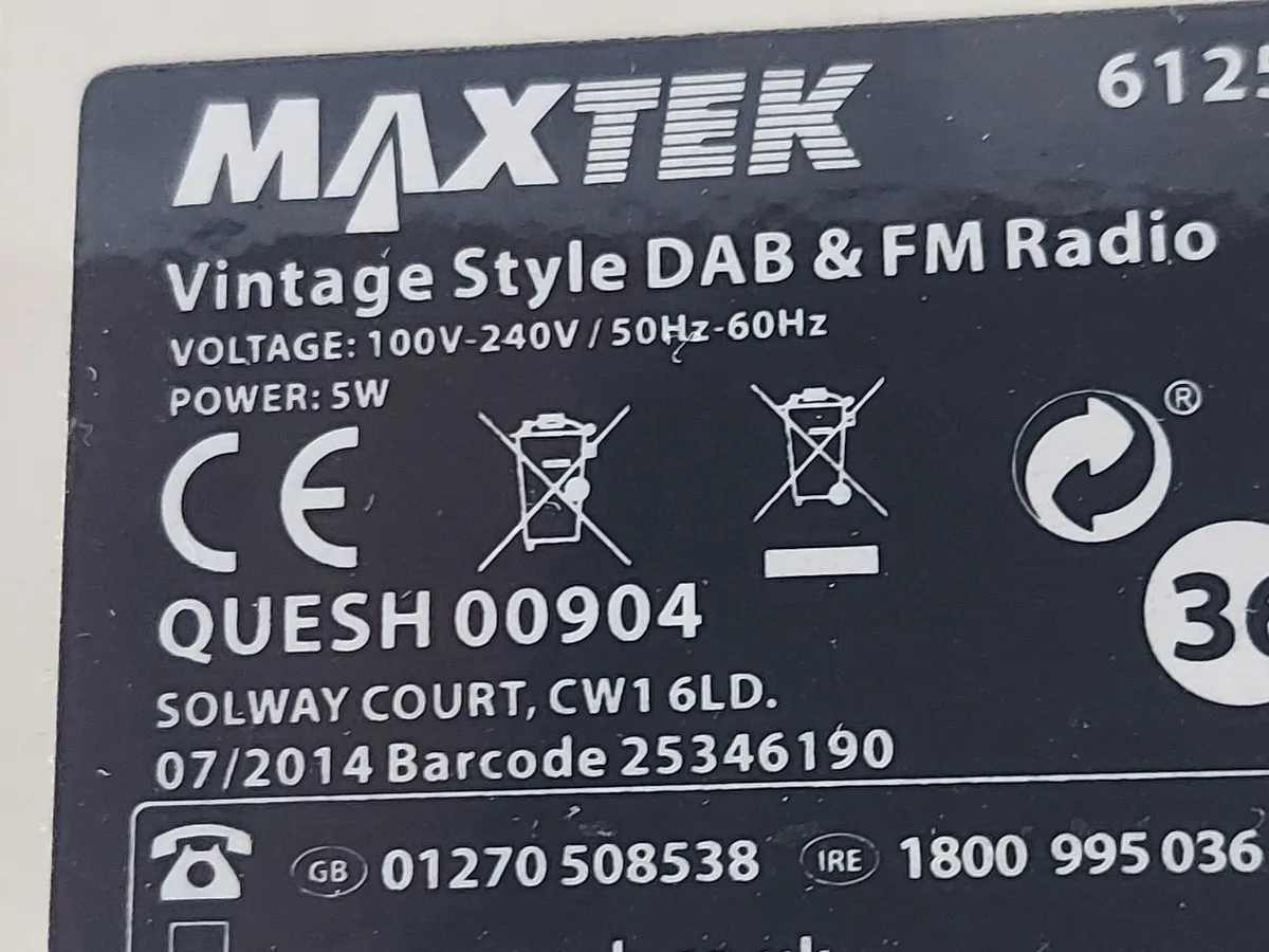 MAXTEK Vintage Style DAB & FM Radio, Model 61250, - Image 3