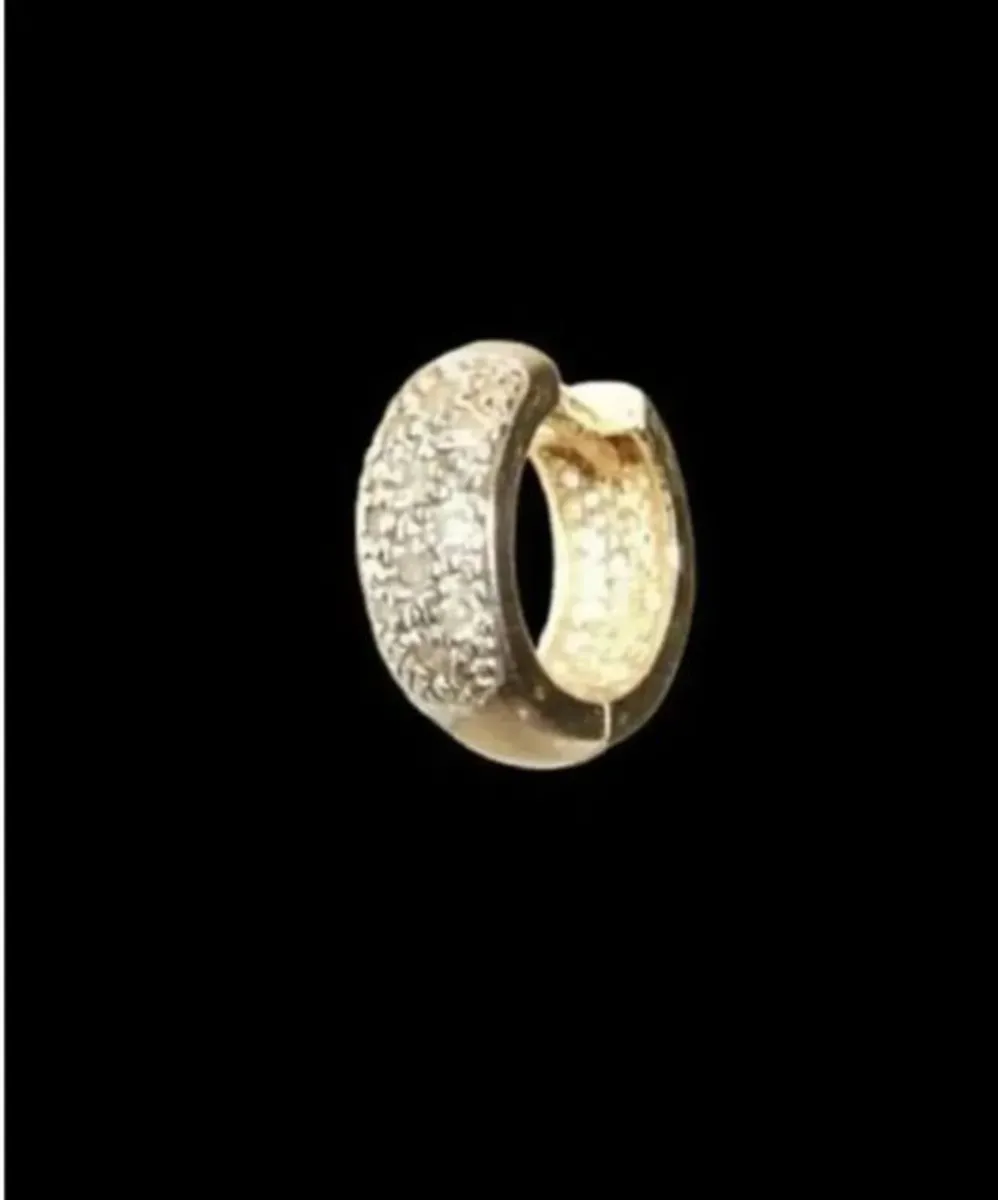 Vintage Hallmarked Yellow Gold Diamond Ear Cuff - Image 2